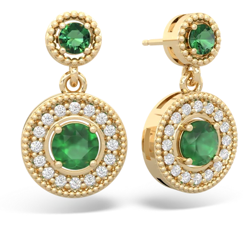 lab emerald-emerald halo earrings