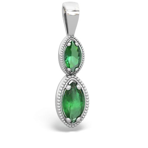 Lab Emerald Lab Created Emerald with Genuine Emerald Antique-style Halo pendant Pendant