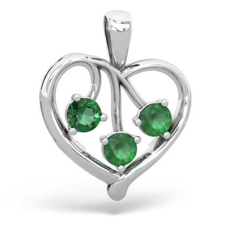 Lab Emerald Lab Created Emerald with Genuine Emerald and  Glowing Heart pendant Pendant