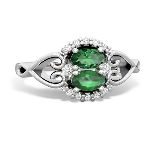 Lab Emerald Lab Created Emerald with Genuine Emerald Love Nest ring Ring