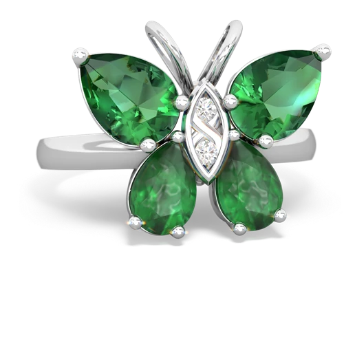 lab emerald-emerald butterfly ring