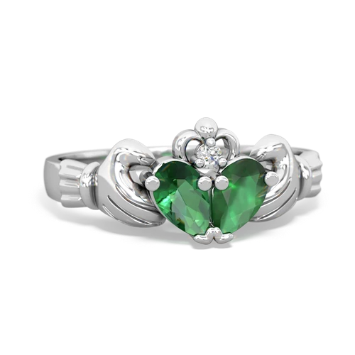 Lab Emerald Lab Created Emerald with Genuine Emerald Claddagh ring Ring