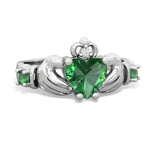 Lab Emerald Lab Created Emerald with Genuine Emerald and  Claddagh ring Ring