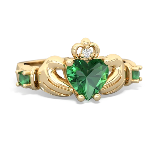 Lab Created Emerald with Genuine Emerald and Genuine Tanzanite Claddagh ring