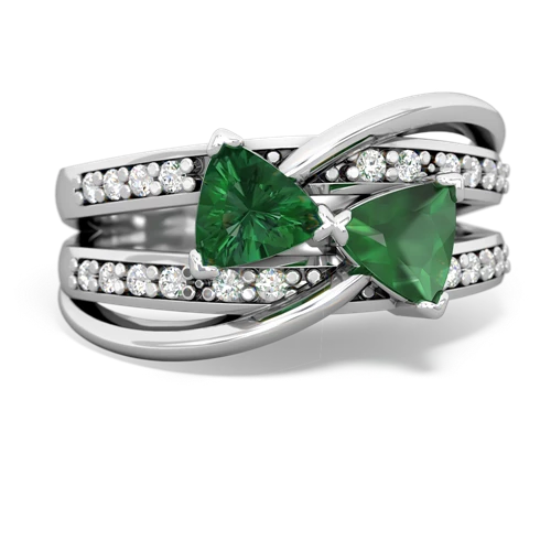 Lab Emerald Lab Created Emerald with Genuine Emerald Bowtie ring Ring