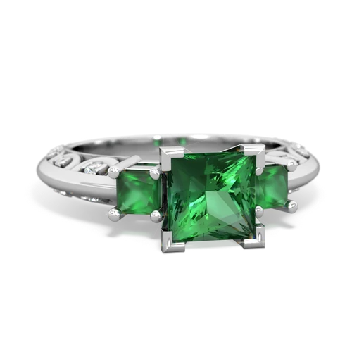 Lab Emerald Lab Created Emerald with Genuine Emerald and Lab Created Sapphire Art Deco ring Ring