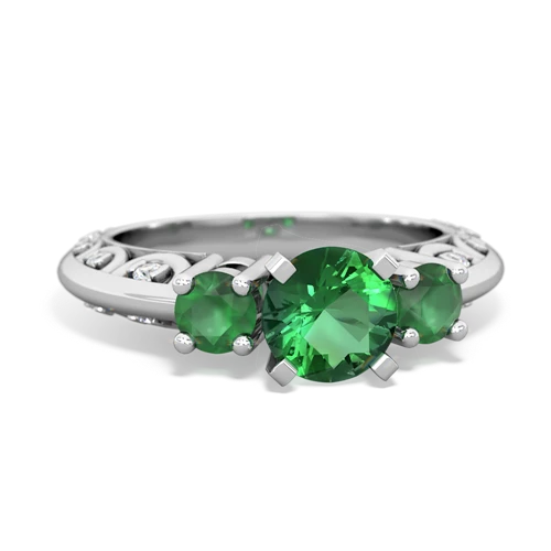 Lab Emerald Lab Created Emerald with Genuine Emerald Art Deco ring Ring