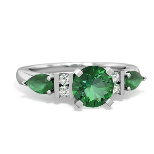 Lab Emerald Lab Created Emerald with Genuine Emerald and Genuine Emerald Engagement ring Ring