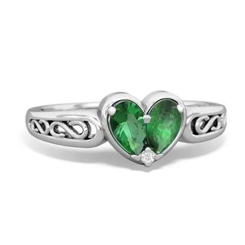 Lab Emerald Lab Created Emerald with Genuine Emerald filligree Heart ring Ring