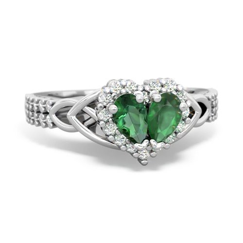Lab Emerald Lab Created Emerald with Genuine Emerald Celtic Knot Engagement ring Ring