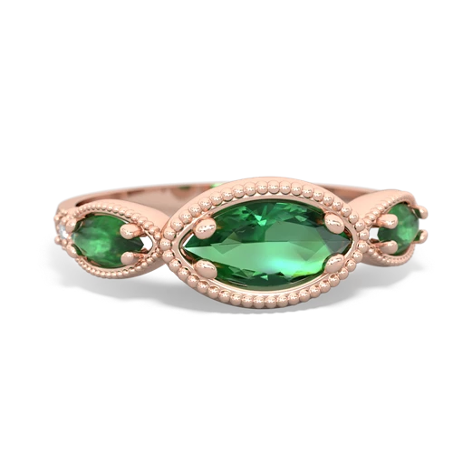 lab emerald-emerald milgrain marquise ring