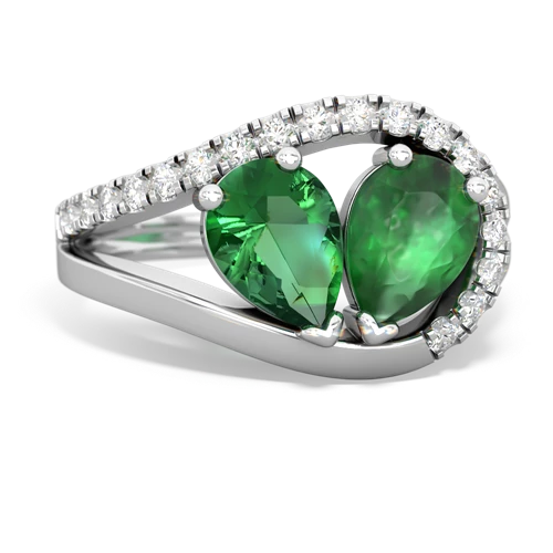 Lab Emerald Lab Created Emerald with Genuine Emerald Nestled Heart Keepsake ring Ring