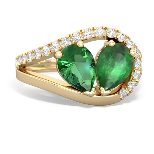 lab emerald-emerald pave heart ring