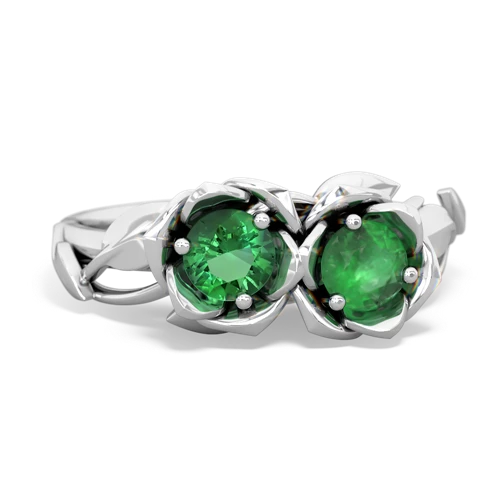 Lab Emerald Lab Created Emerald with Genuine Emerald Rose Garden ring Ring