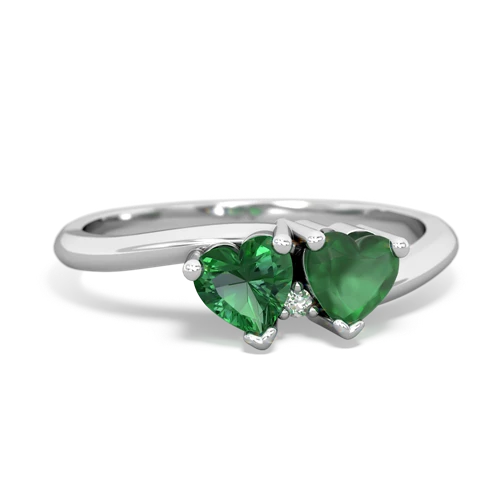 Lab Emerald Lab Created Emerald with Genuine Emerald Sweetheart's Promise ring Ring