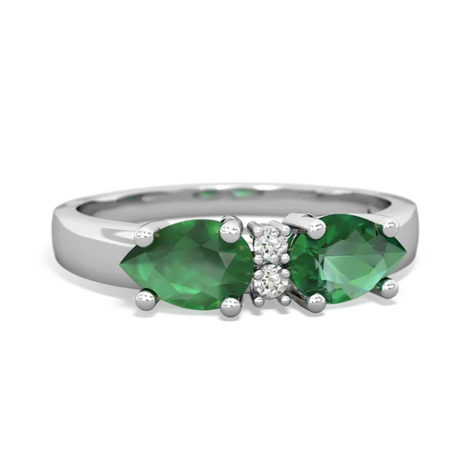 Lab Emerald Lab Created Emerald with Genuine Emerald Pear Bowtie ring Ring