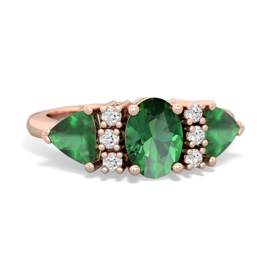 Lab Created Emerald with Genuine Emerald and Genuine Tanzanite Antique Style Three Stone ring