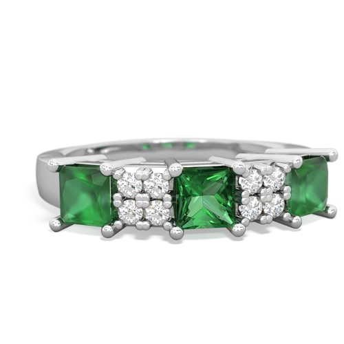 Lab Emerald Lab Created Emerald with Genuine Emerald and  Three Stone ring Ring