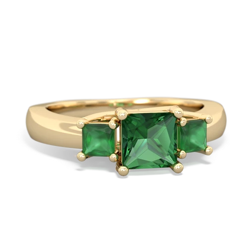 Lab Created Emerald with Genuine Emerald and Lab Created Alexandrite Three Stone Trellis ring