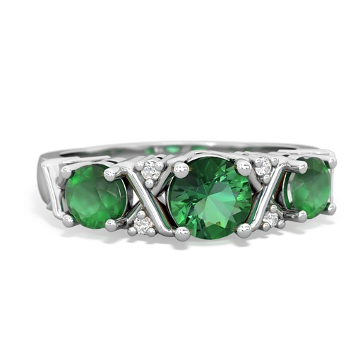 Lab Emerald Lab Created Emerald with Genuine Emerald and Genuine Aquamarine Hugs and Kisses ring Ring