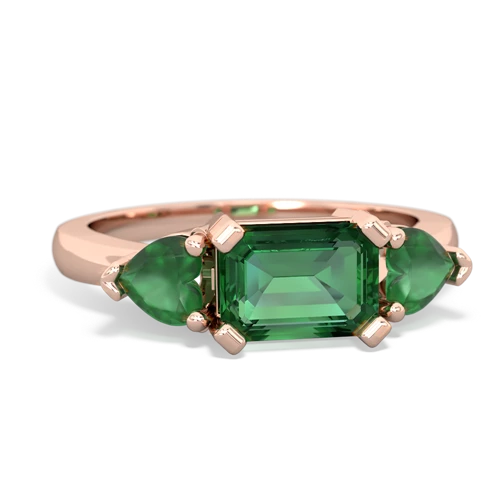 Lab Emerald Lab Created Emerald with Genuine Emerald and Lab Created Emerald Three Stone ring Ring