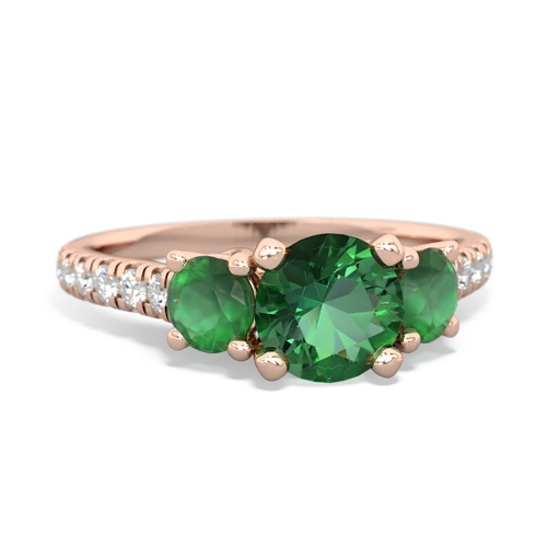 Lab Created Emerald with Genuine Emerald and Genuine Tanzanite Pave Trellis ring