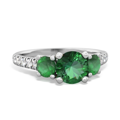 Lab Emerald Lab Created Emerald with Genuine Emerald and  Pave Trellis ring Ring
