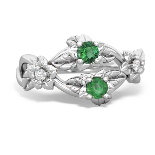 Lab Emerald Lab Created Emerald with Genuine Emerald Sparkling Bouquet ring Ring
