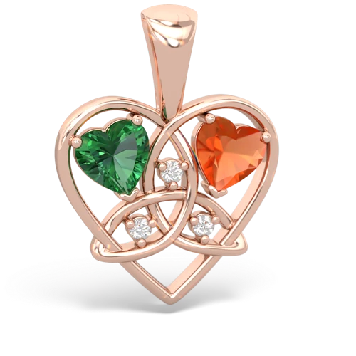 lab emerald-fire opal celtic heart pendant