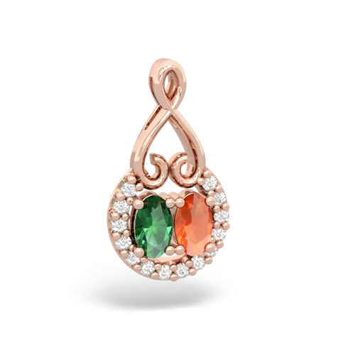 lab emerald-fire opal love nest pendant