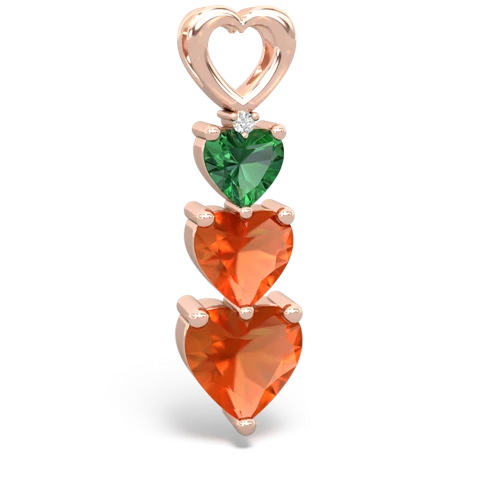 lab emerald-fire opal three stone pendant