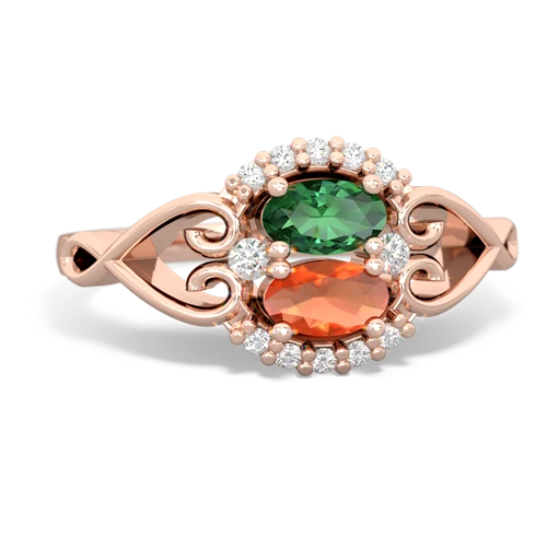 lab emerald-fire opal antique keepsake ring
