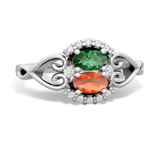 lab emerald-fire opal antique keepsake ring