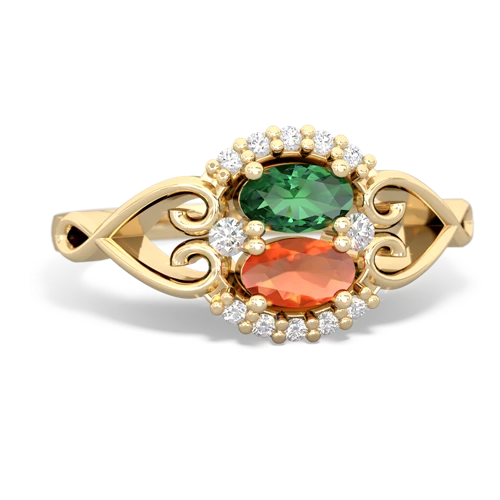 lab emerald-fire opal antique keepsake ring