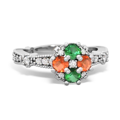 lab emerald-fire opal art deco engagement ring