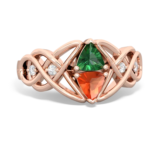 lab emerald-fire opal celtic knot ring