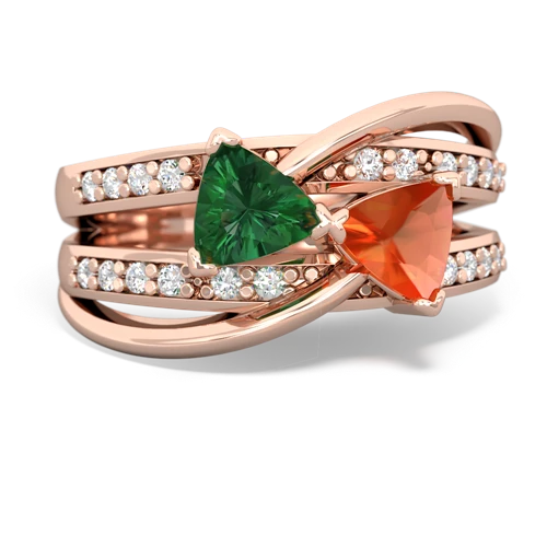 lab emerald-fire opal couture ring