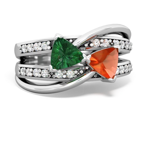 lab emerald-fire opal couture ring