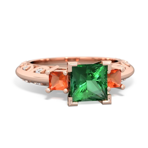 lab emerald-fire opal engagement ring