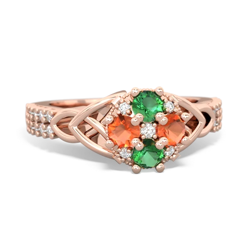 lab emerald-fire opal engagement ring
