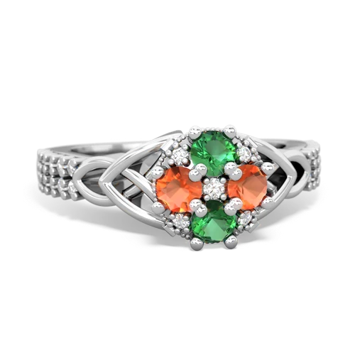 lab emerald-fire opal engagement ring