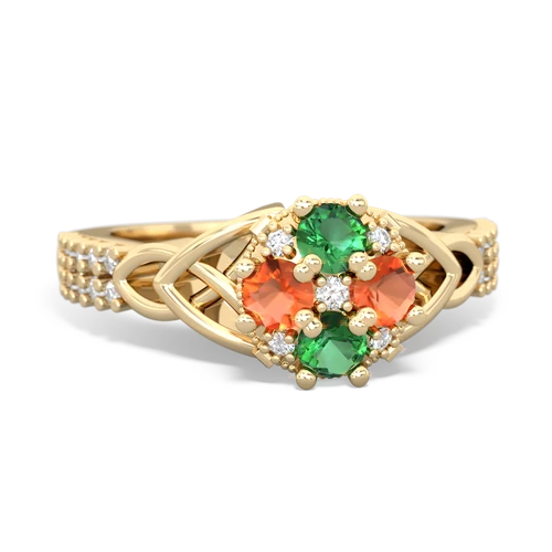 lab emerald-fire opal engagement ring