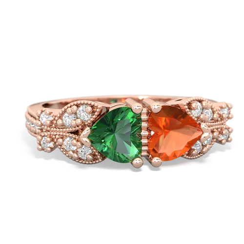 lab emerald-fire opal keepsake butterfly ring