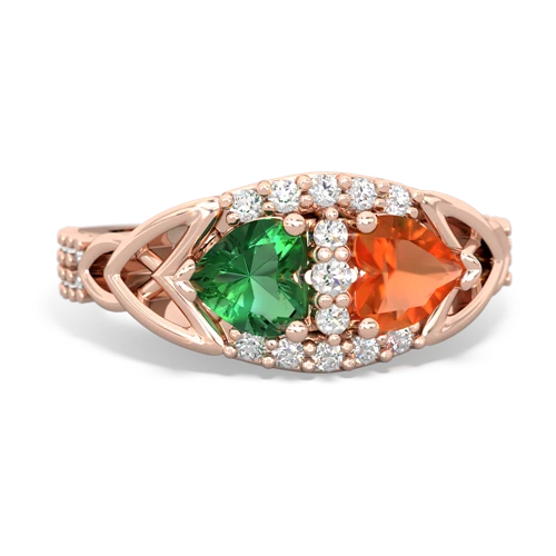 lab emerald-fire opal keepsake engagement ring
