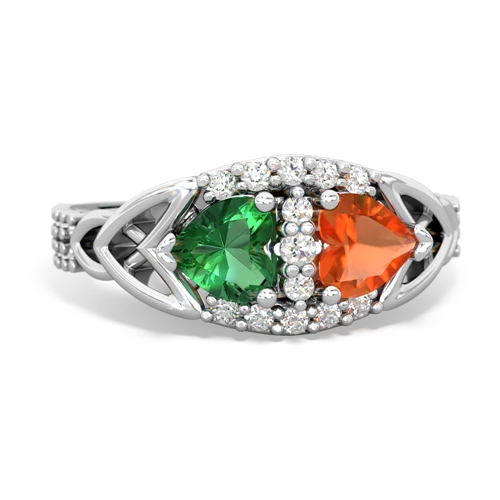 lab emerald-fire opal keepsake engagement ring