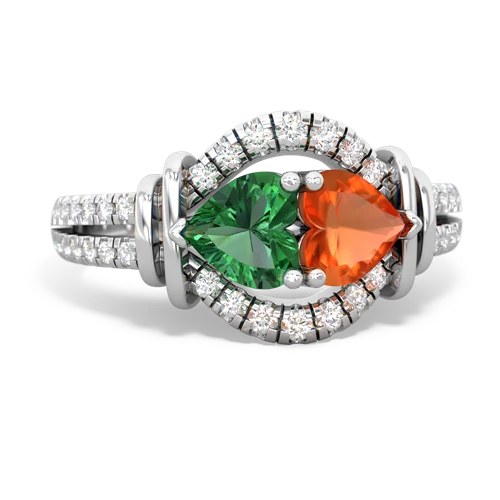 lab emerald-fire opal pave keepsake ring