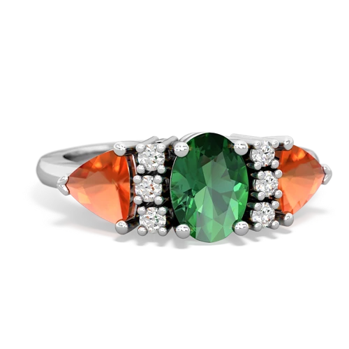 lab emerald-fire opal timeless ring