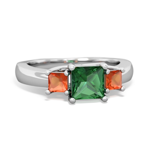 lab emerald-fire opal timeless ring