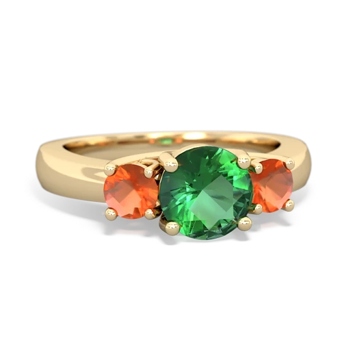 lab emerald-fire opal timeless ring