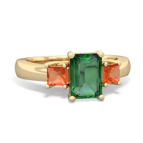 lab emerald-fire opal timeless ring
